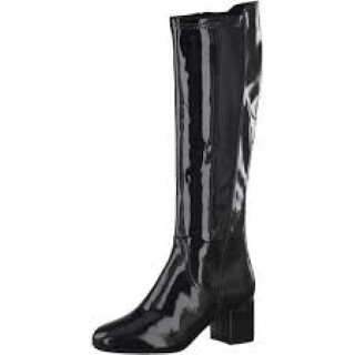 black patent knee boots