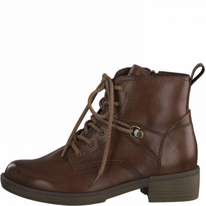Lime Shoe Co-Berwick upon Tweed-Tamaris-25116-Cognac-Ladies-Brown-Ankle Boot-Autumn-Winter-2021-Lace Up-Pull Tab-Comfort