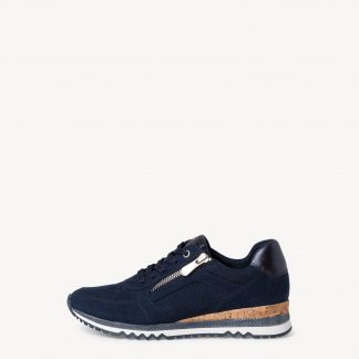 Berwick upon Tweed-Lime Shoe Co-Marco Tozzi-Navy-Trainer-spring-summer-comfort-side zip-laces