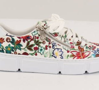 Berwick upon Tweed-Lime Shoe Co-Rieker-Floral-white-trainer-zip-laces-comfort-summer