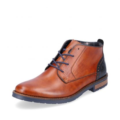 Berwick upon Tweed-Lime Shoe Co-Rieker-Brown/Navy-Lace up-Boots-Ankle-Leather-Comfort-mens-gents
