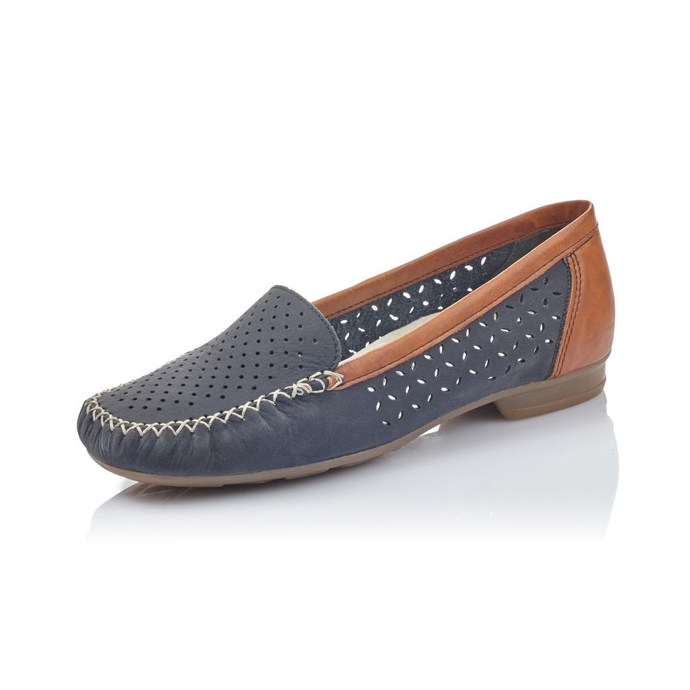 wol bungeejumpen Grootste Rieker Ladies Navy Slip on shoes (40086-14) - Lime Shoe Co