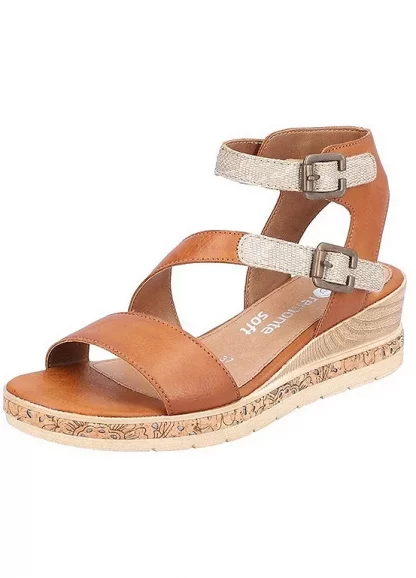 berwick upon tweed-lime shoe co-remonte-summer-sandals-brown combi-D3052/24-velcro-buckle