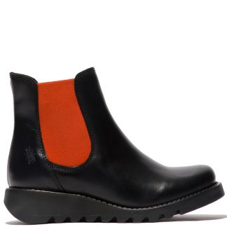 berwick upon tweed-lime shoe co-fly london-SALV-black-orange elastic-leather-comfort-autumn-winter