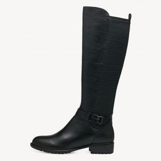 berwick upon tweed-lime shoe co-tamaris-black-longon boots-knee high boots-side zip-stretch- autumn-winter-25511