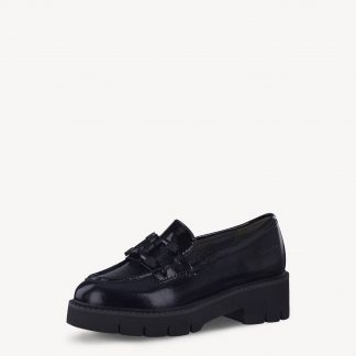berwick upon tweed-lime shoe co-tamaris comfort-black patent-shoes-slip on-autumn-winter-comfort