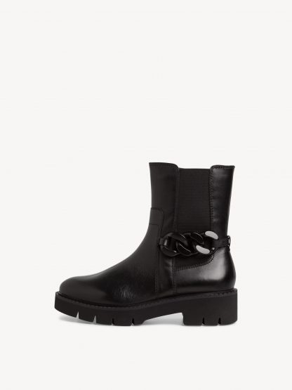 berwick upon tweed-lime shoe co-tamaris comfort-85417-black-ankle boots-block heel-black-side zip-autumn-winter