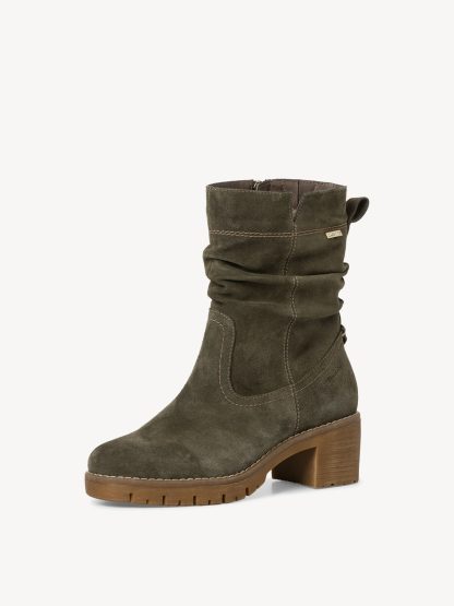 berwick upon tweed-lime shoe co-tamaris comfort-leather-khaki-86411-comfort-side zip-autumn-winter