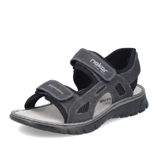 berwick upon tweed-lime shoe co-rieker-black-mens-sandals-sporty-26763 45-velcro-summer-comfort-wide