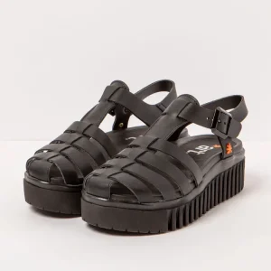 berwick upon tweed-lime shoe co-ART-leather-1575-black-sandals-summer-comfort-wedge