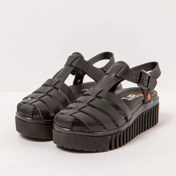 berwick upon tweed-lime shoe co-ART-leather-1575-black-sandals-summer-comfort-wedge