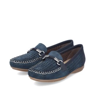 berwick upon tweed-lime shoe co-rieker-ladies-leather-shoes-slip on-40253-blue-comfort-summer
