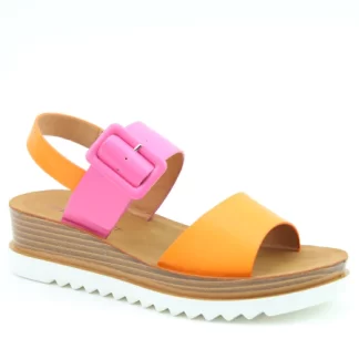 berwick upon tweed-lime shoe co-heavenly feet-vegan-Pistachio-orange-fuchsia-sandals-comfort-buckle-summer