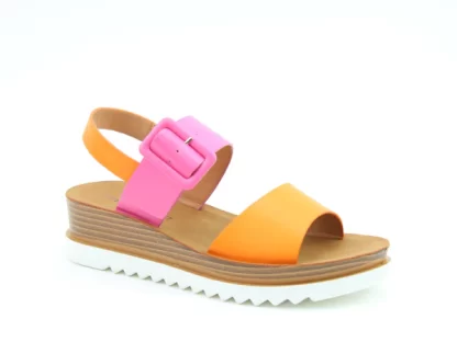 berwick upon tweed-lime shoe co-heavenly feet-vegan-Pistachio-orange-fuchsia-sandals-comfort-buckle-summer