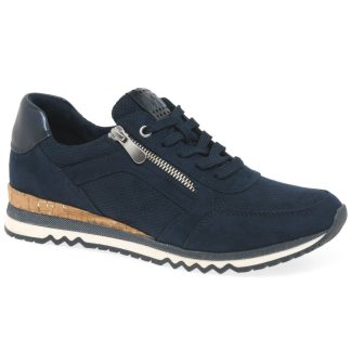 Berwick upon tweed-lime shoe co-marco tozzi-navy-trainers-23781-laces-side zip-summer-comfort