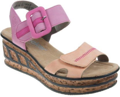 berwick upon tweed-lime shoe co-rieker-68176 31-Pink-orange-wedge-sandals-comofort-summer