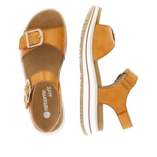 berwick upon tweed-lime shoe co-ladies-orange-rieker-sandals-D1J51 38-summer-comfort