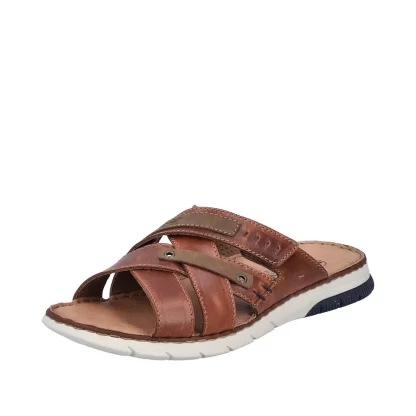 berwick upon tweed-lime shoe co-rieker-gents-summer-slider-sandals-25292-cognac-leather-comfort
