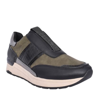 berwick upon tweed-lime shoe co-marco tozzi-24781-khaki-slip on-trainers-wedge-comfort-autumn-winter