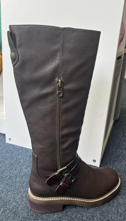 berwick upon tweed-lime shoe co-blowfish-virtue 2-brown-tall boots-vegan friendly-side zip-warm lined-comfort-autumn-winter