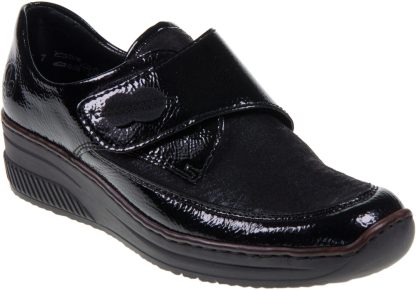 berwick upon tweed-lime shoe co-ladies-rieker-487C0-black-velcro-E fitting-comfort-autumn-winter