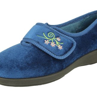 berwick upon tweed-lime shoe co-db shoes-Caroline 2-slippers-blue-wider fit-2v-comfort-velcro