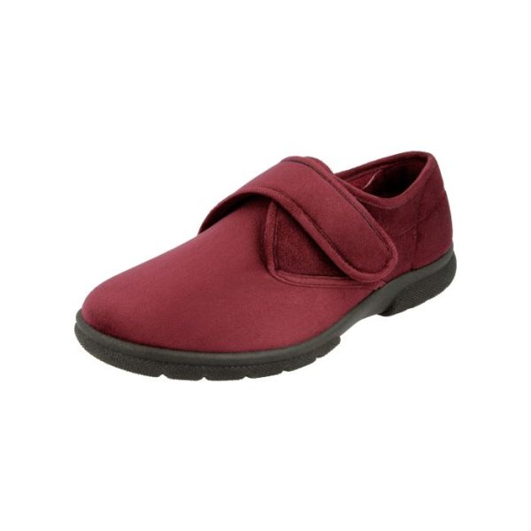 berwick upon tweed-lime shoe co-db shoes-Daniel-slippers-burgundy-velcro-wider fit-comfort