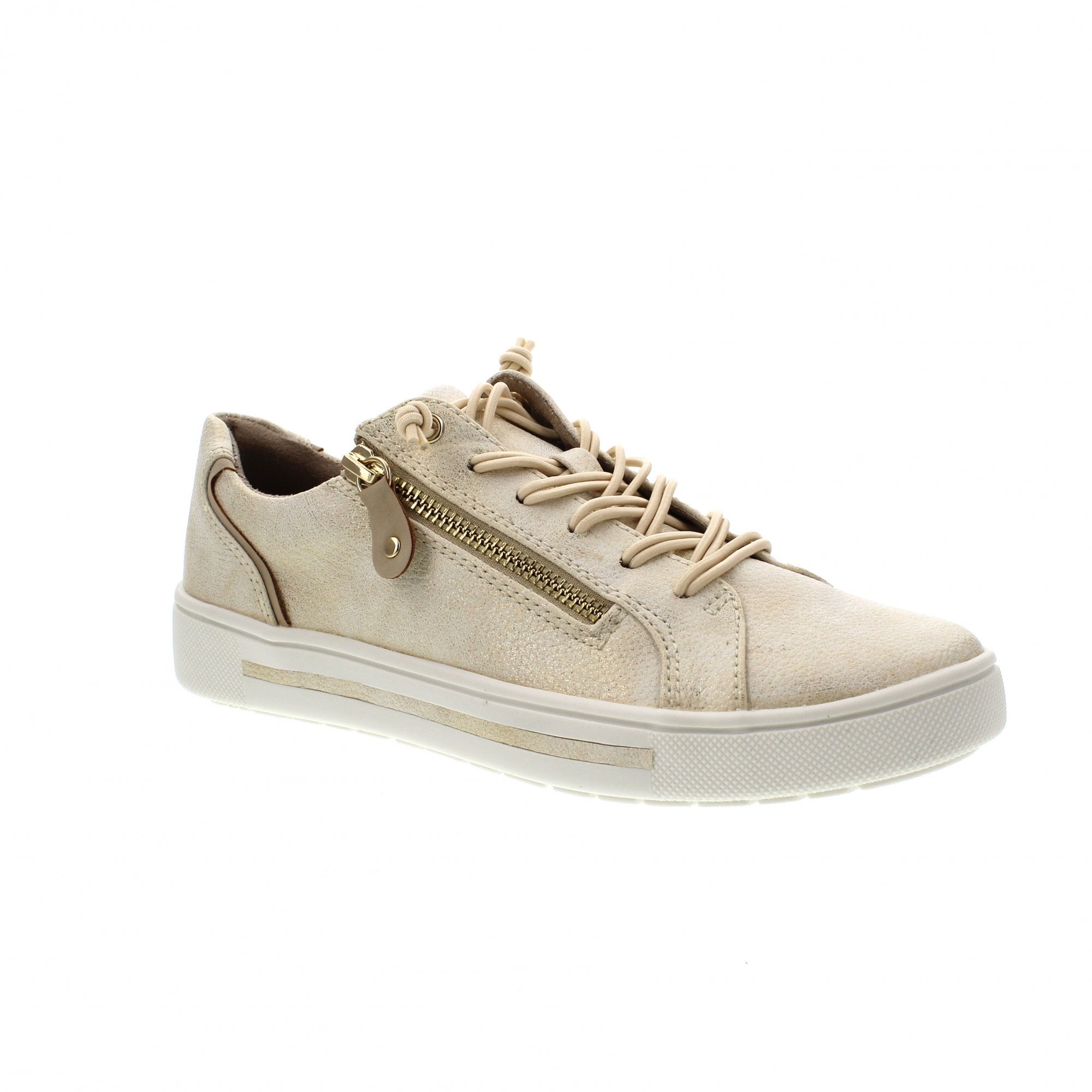 berwick upon tweed-lime shoe co-jana-ladies-trainers-23660-cloudy gold-side zip-vegan-summer